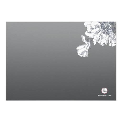 Black and White Floral Photo Invitation