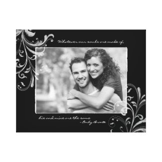 Black and White Floral Photo Template Picture wrappedcanvas