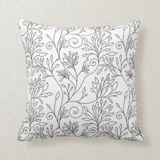 Black and white floral Pillow