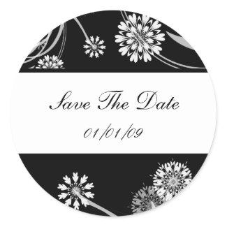 Black and White Floral Save the Date Stickers sticker