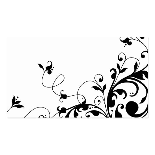 Black and White Floral Swirls Wedding Favor Tags Business Card Template (back side)