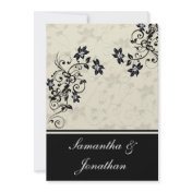 Black and White Floral Wedding Invitation-wedding invitation-black and white invitation