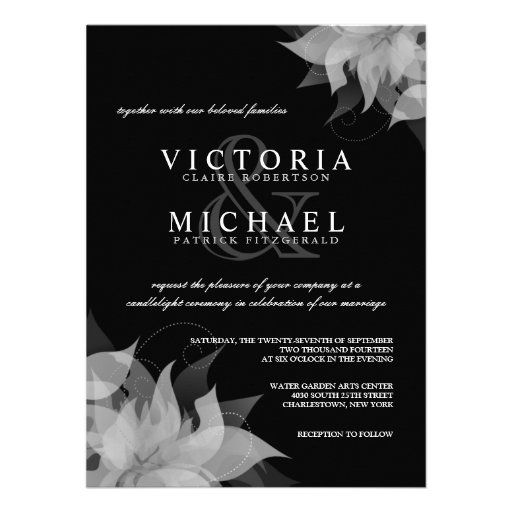 Black and White Floral Wedding Invitations