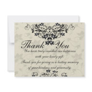 Black and White Floral Wedding Thank You Card invitation