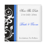 Black And White Floral With Blue Save The Date