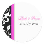 Black And White Floral With Hot Pink Favor Label