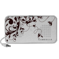 Black and white floral with swirls speakers
