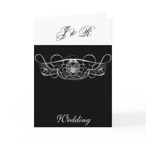 Black and white Floruish wedding card