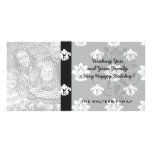black and white flourish damask pattern photo cards