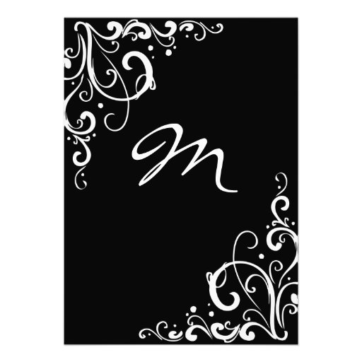 Black and White Flourish Wedding Invitation
