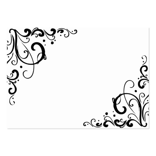 Black and White Flourish Wedding Seating Cards Business Card Template (back side)