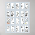 Black and White Flower Art Drawing Collage Gray posters