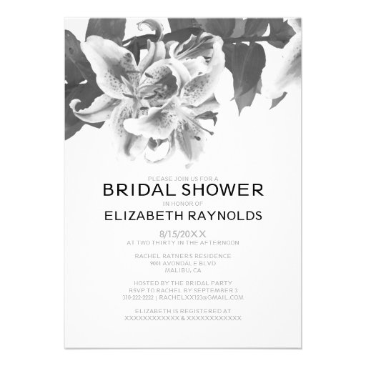 Black And White Flower Bridal Shower Invitations
