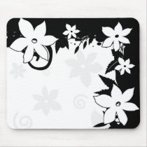 Black and White Flower Mousepad mousepads