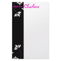 Black and White Flower Notepad stationery by sharpattack Black and White Flower Notepad stationery