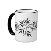 Black and White Flower Pattern mugs