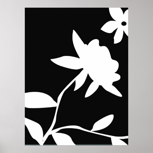 Black and white flower poster Zazzle