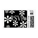 BLACK AND WHITE FLOWER RSVP POSTAGE STAMPS by Initialreaction BLACK AND WHITE FLOWER RSVP POSTAGE STAMPS