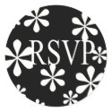 BLACK AND WHITE FLOWER RSVP stickers by Initialreaction BLACK AND WHITE FLOWER RSVP stickers