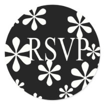 BLACK AND WHITE FLOWER RSVP stickers by Initialreaction BLACK AND WHITE FLOWER RSVP stickers