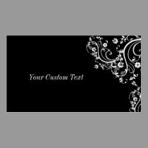 Black and White Flower Scroll business cards