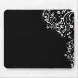 black and white flower scroll mouse pad