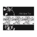 BLACK AND WHITE FLOWER SCROLL postcards by partypassion BLACK AND WHITE FLOWER SCROLL postcards