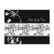 BLACK AND WHITE FLOWER SCROLL postcards