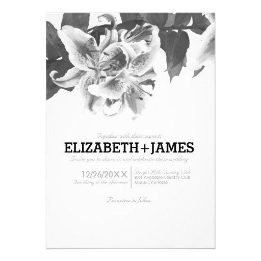 Black And White Flower Wedding Invitations