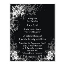 Black and White Flowers 4.25x5.25 invitations