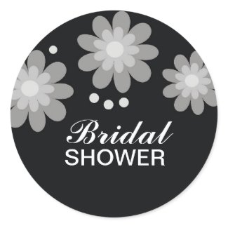 Black And White Flowers Bridal Shower Favors Seals sticker