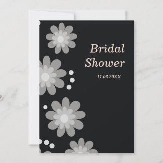 Black And White Flowers Bridal Shower Invitations invitation