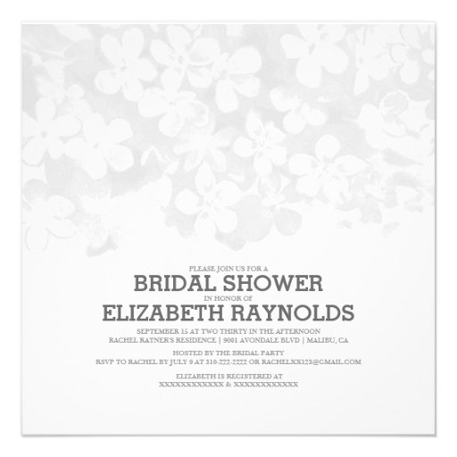 Black And White Flowers Bridal Shower Invitations