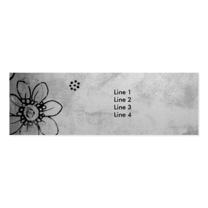 Black and White Flowers Skinny Business Cards