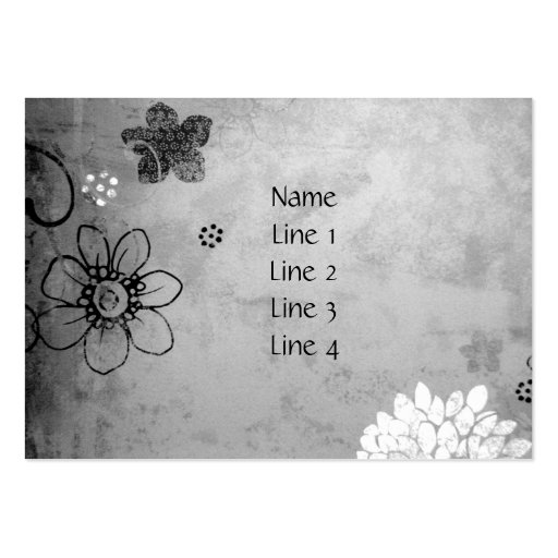 Black and White Flowers Business Card Templates (front side)