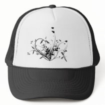 Black And White Flowers Mesh Hat