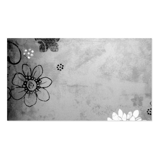 Black and White Flowers Profile Card Business Card Templates (back side)