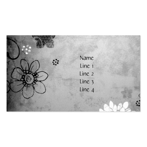 Black and White Flowers Profile Card Business Card Templates (front side)