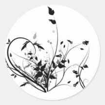 Black And White Flowers Round Stickers