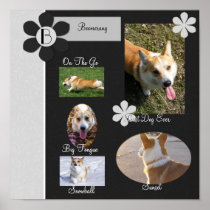 Black and White Flowers Scrap Book Page Posters