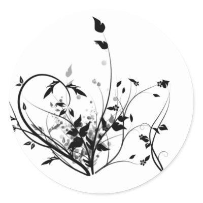 Black And White Flowers Round Stickers