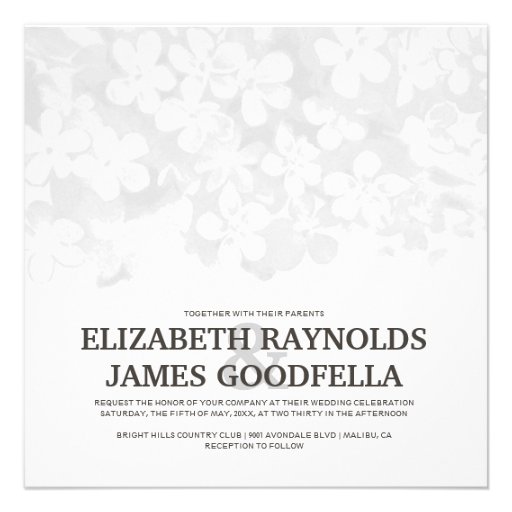 Black And White Flowers Wedding Invitations