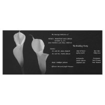 Black and White Flowers Wedding Program Rack Cards