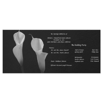 Black and White Flowers Wedding Program Rack Cards