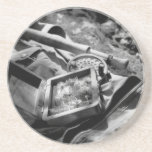 Black and White Fly Vest Drink Coaster