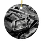 Black and White Fly Vest Christmas Ornament