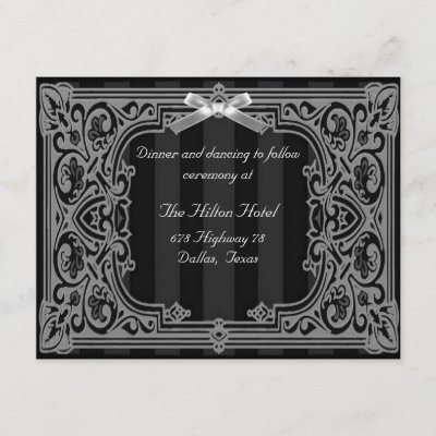 Elegant black and white Art Deco wedding reception card