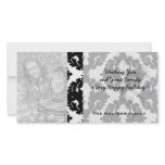 black and white funky damask pattern personalized photo card