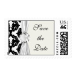 black and white funky damask pattern postage stamps