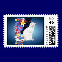 Black and White Garden Kitties..Postage stamps